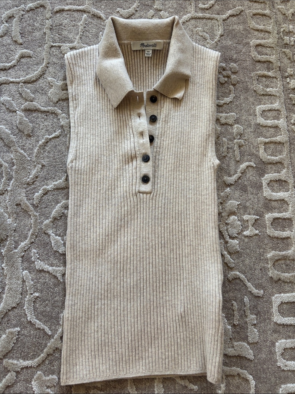 Madewell Sleeveless Ribbed Polo Dress in Oatmeal/Cream